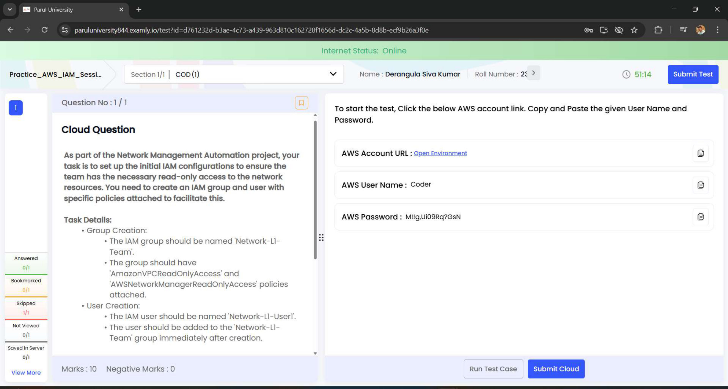 AWS task evidence preview: IAM Group & User