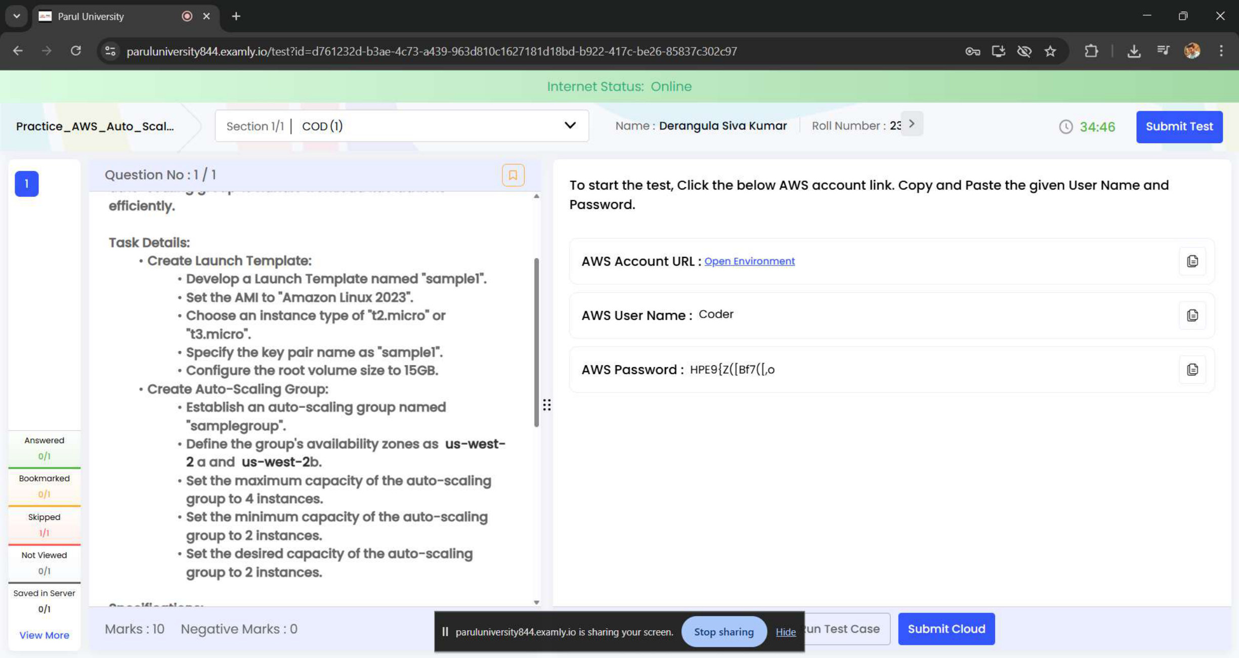AWS task evidence preview: Launch Template & Auto Scaling Group