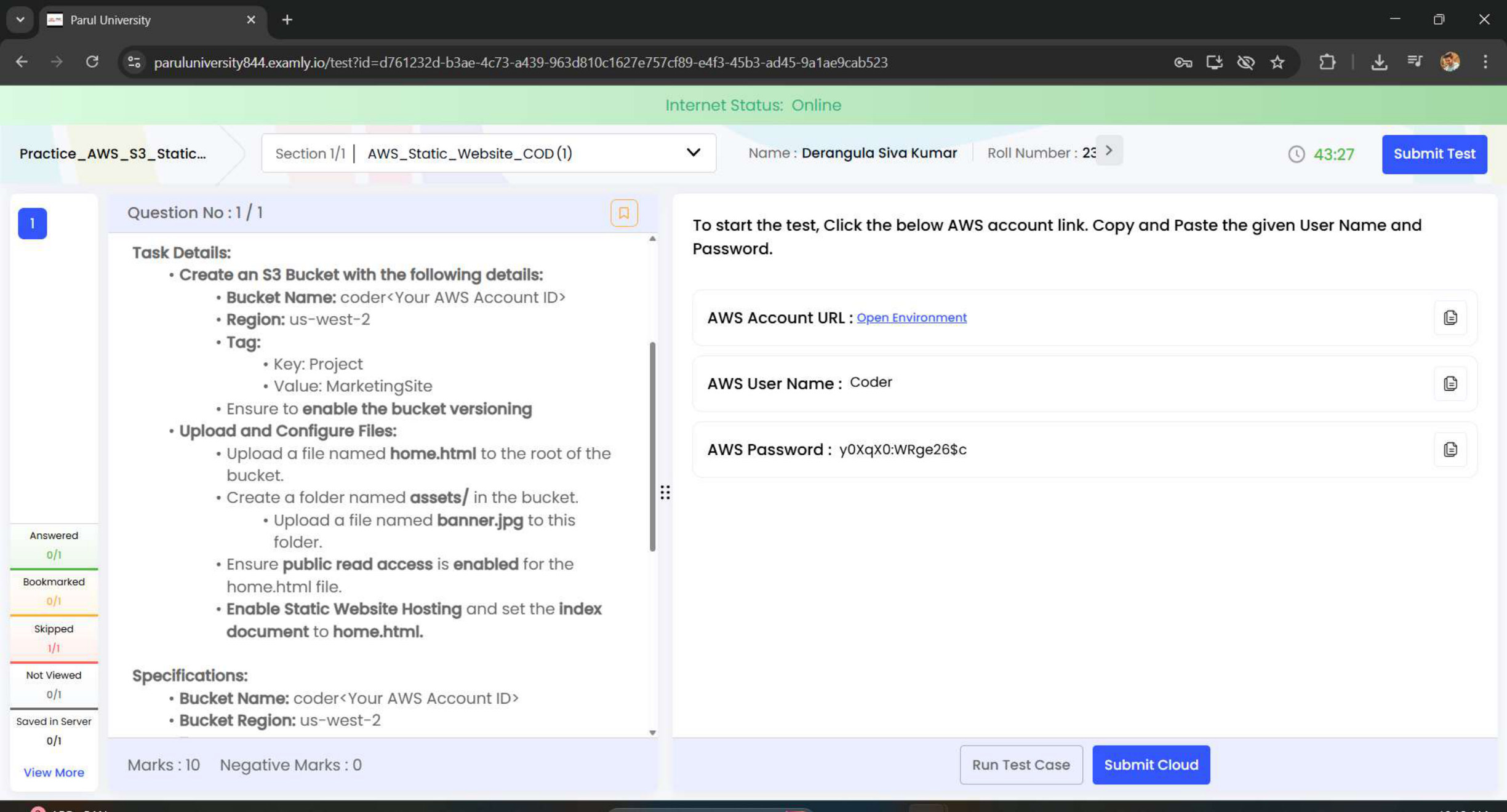 AWS task evidence preview: S3 Static Website — home.html