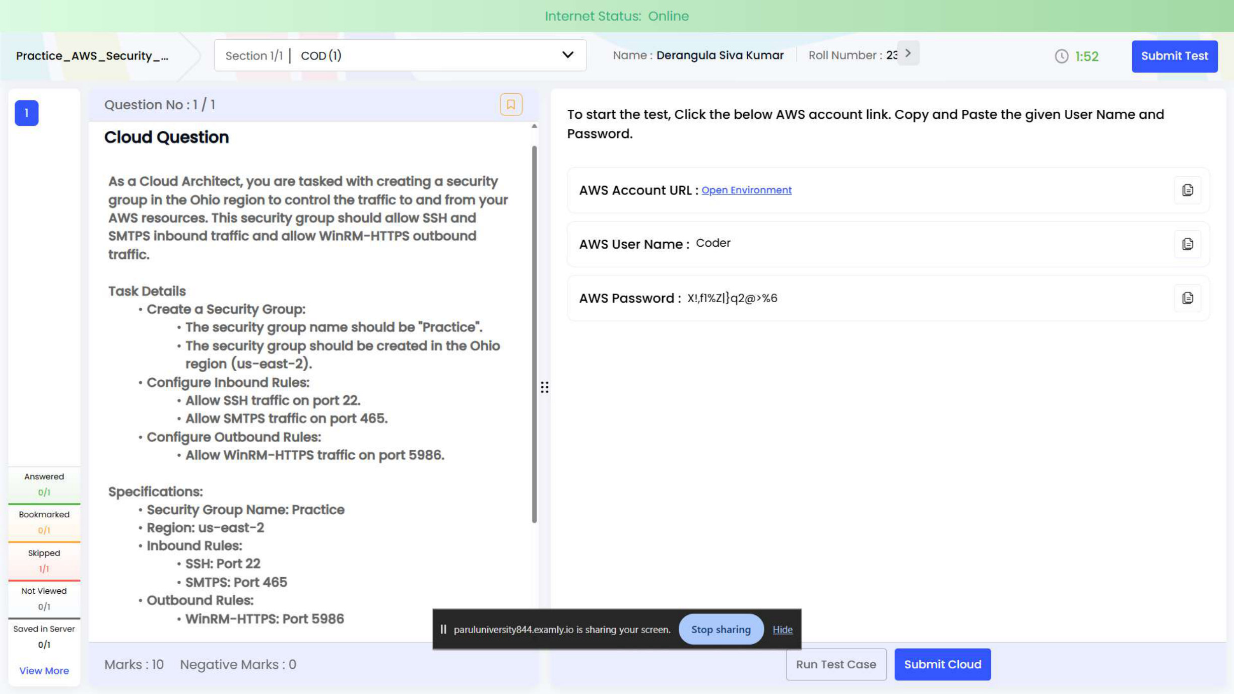 AWS task evidence preview: Security Groups