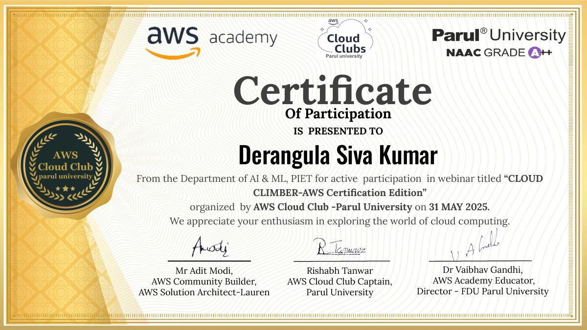 Cloud Climber – AWS Certification Edition certificate