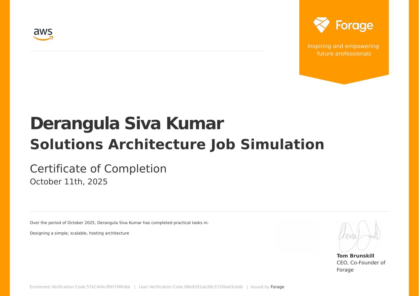 Solutions Architecture Job Simulation certificate