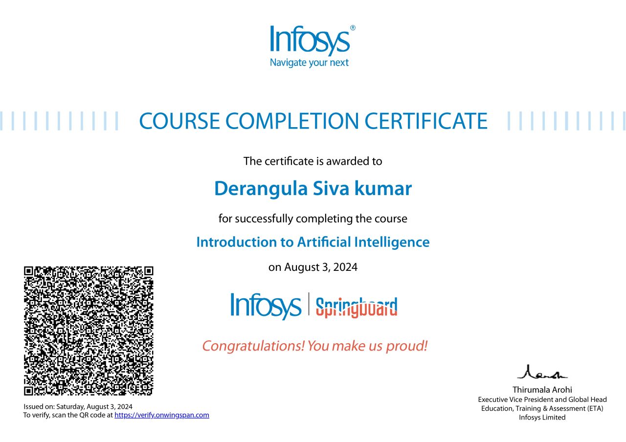 Introduction to Artificial Intelligence certificate
