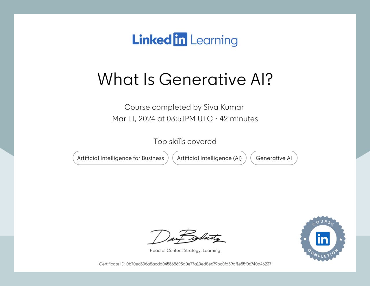 What Is Generative AI? certificate