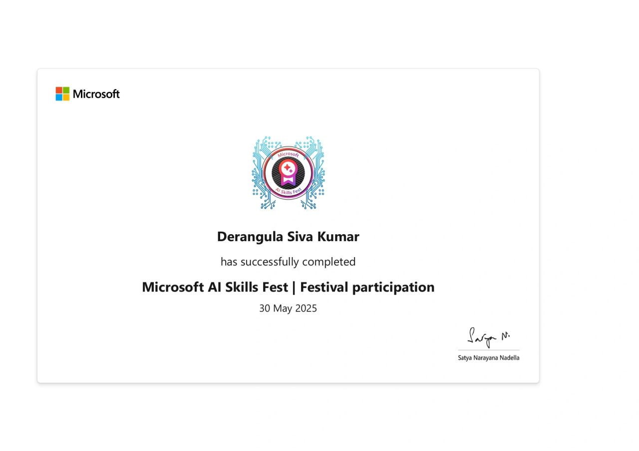 Microsoft AI Skills Fest certificate