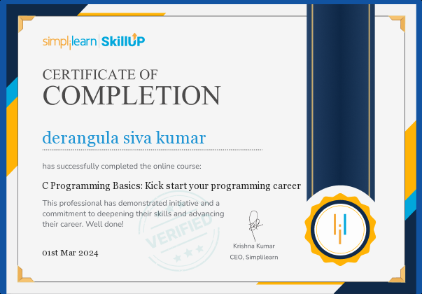 C Programming Basics certificate